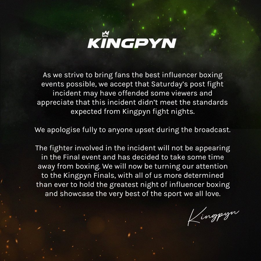 Kingpyn Boxing xin lỗi